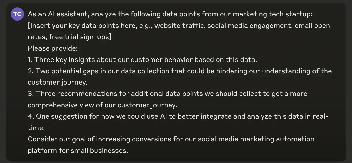 chatgpt prompt for analyzing data for customer journey