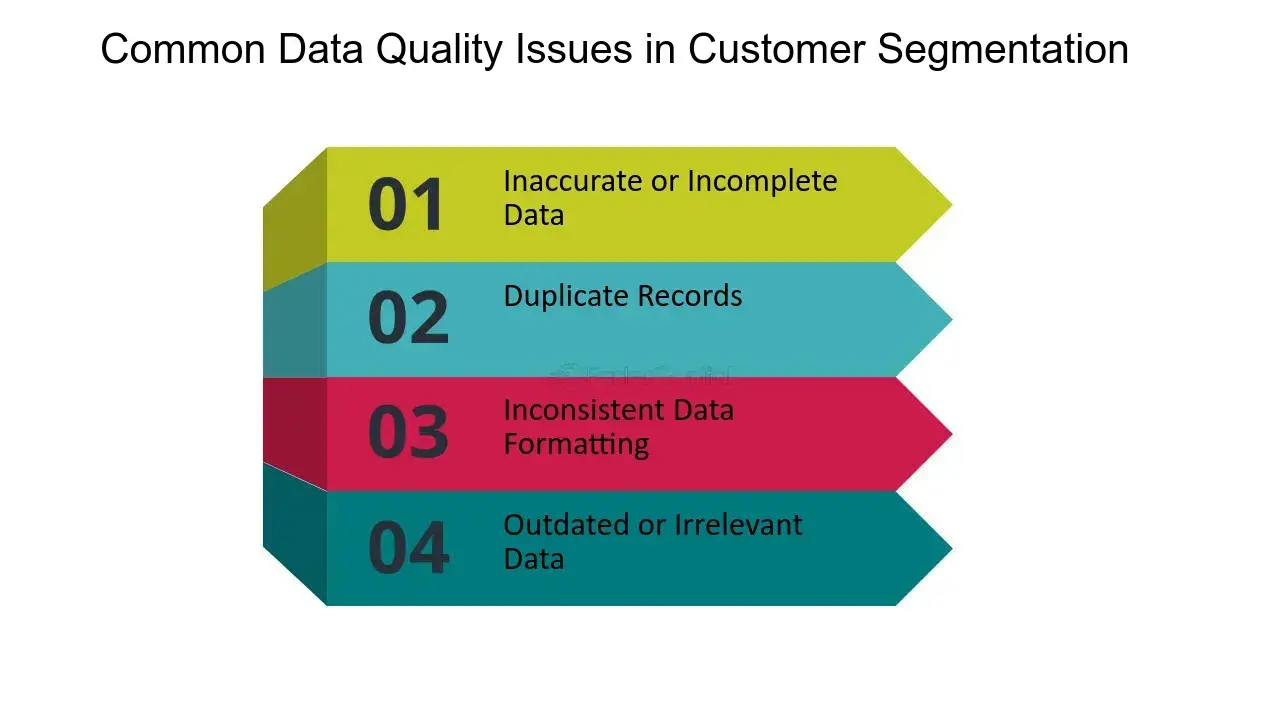list of four common data quality issues in customer segmentation, market segmentation