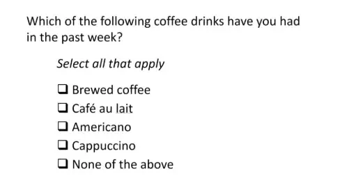 close-ended survey question, checklist questions