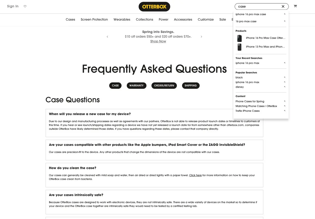 faq page examples, otterbox