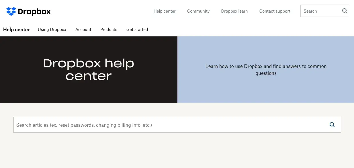 dropbox knowledge base example