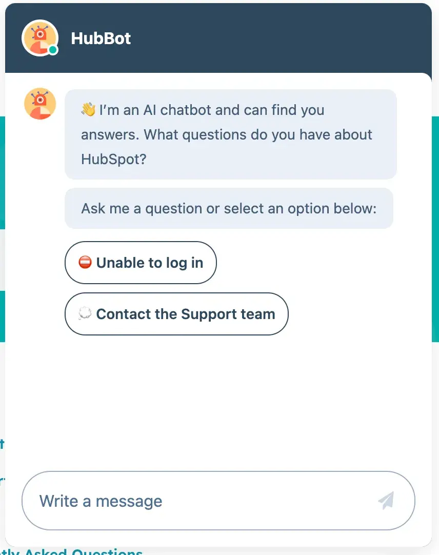 hubspot’s ai bot on its knowledge base