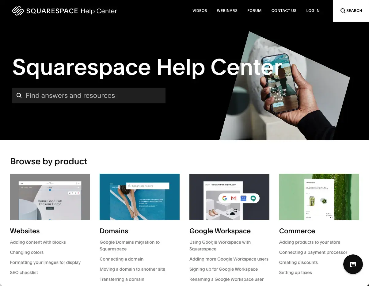 squarespace knowledge base example