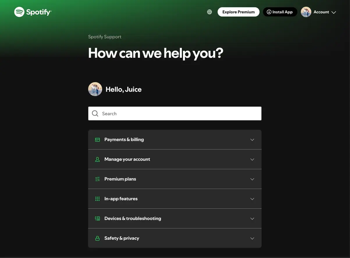 spotify knowledge base example