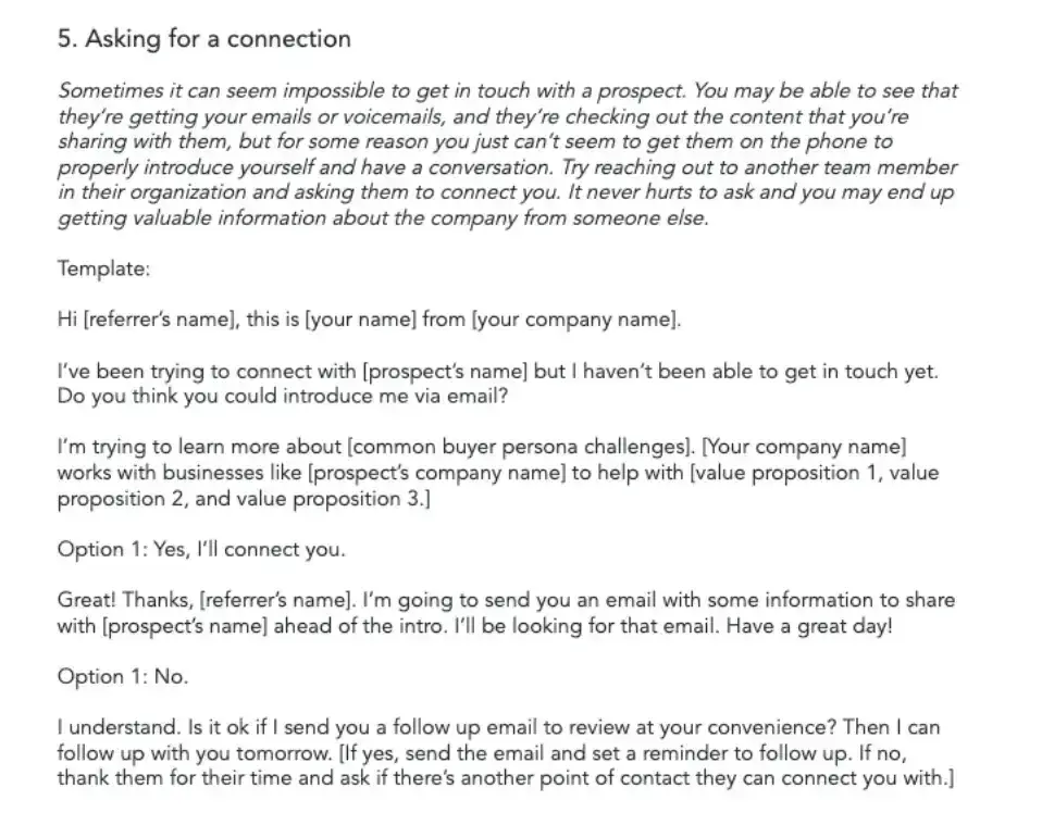 account based social selling call template