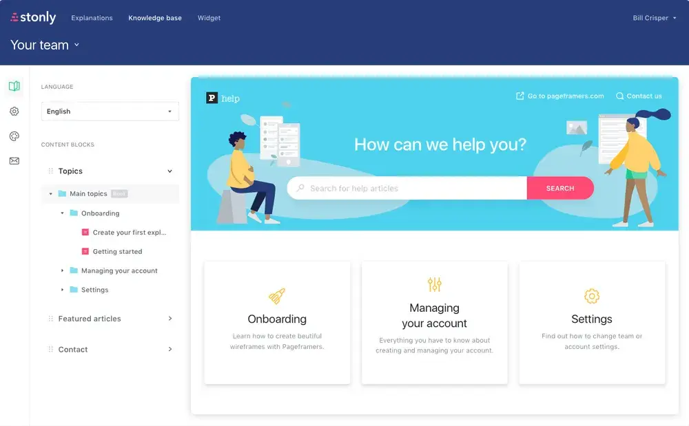 stonly knowledge base example site builder, faq software