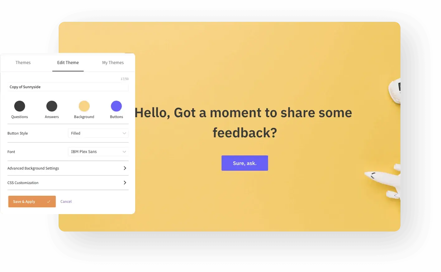 surveysparrow survey design editor