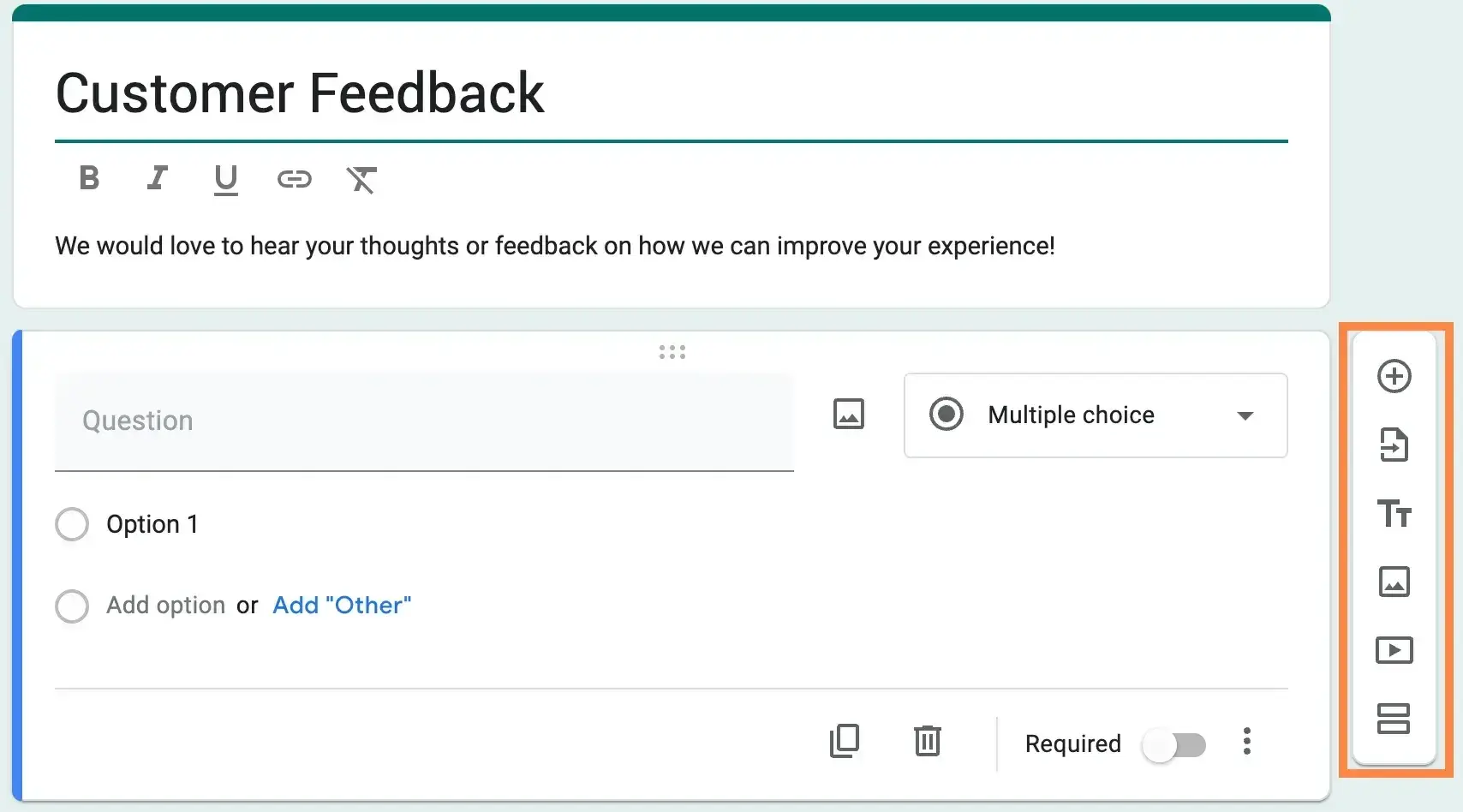 google forms customize elements