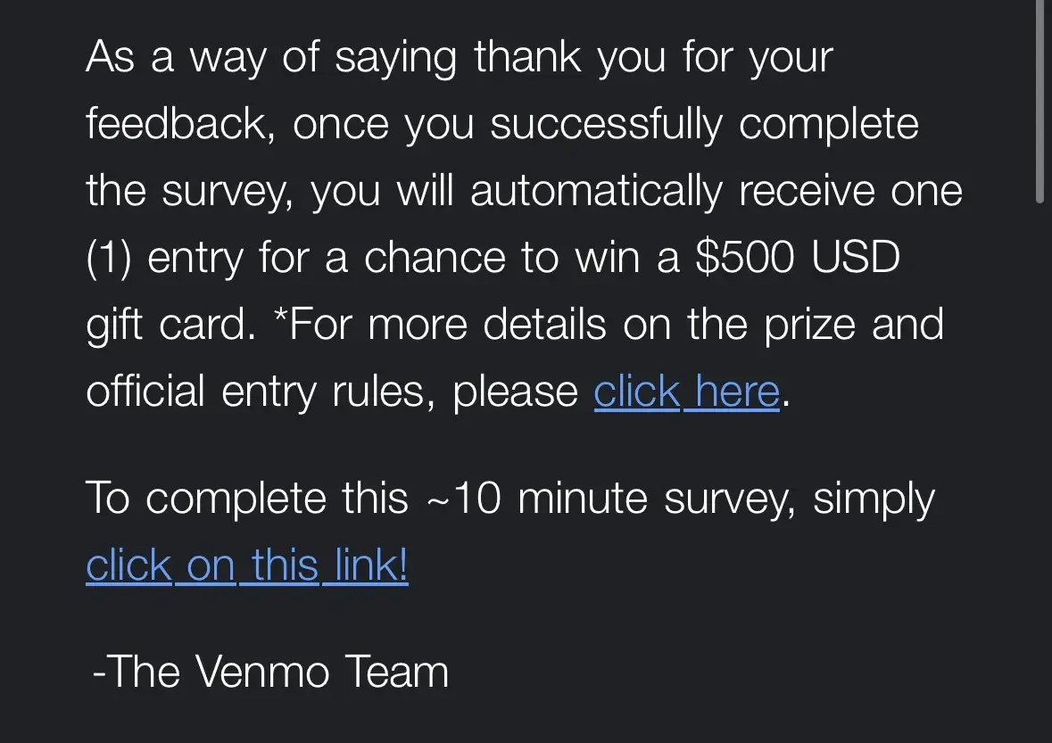 how to create a survey venmo example incentive