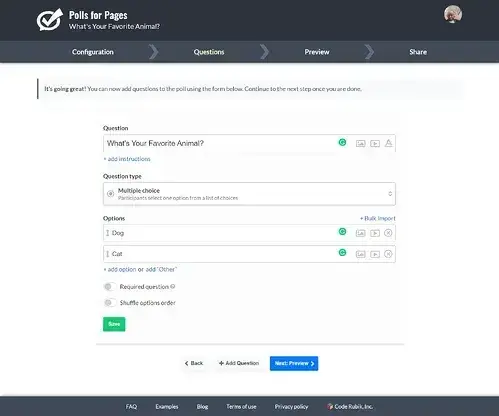 creating a survey, facebook
