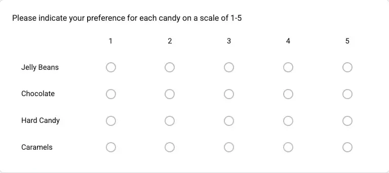 matrix response survey question example