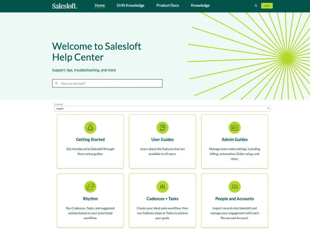 saas knowledge base examples, salesloft