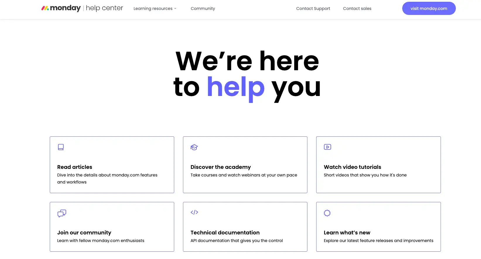saas knowledge base examples, monday.com