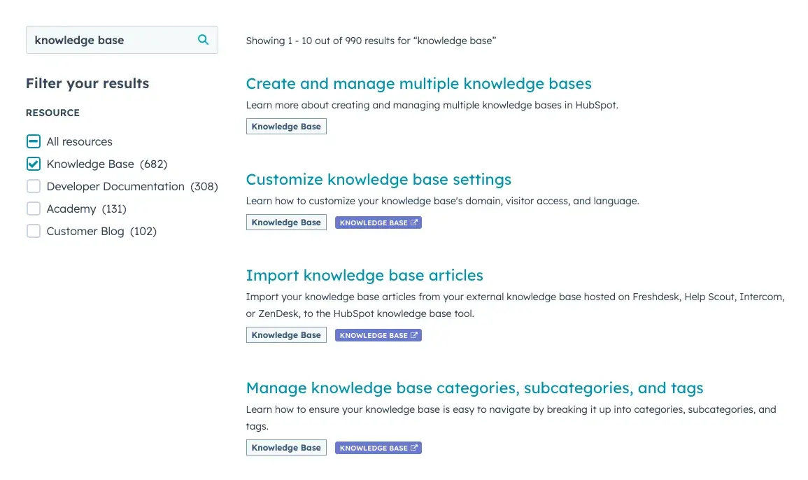 knowledge base search topic cluster example