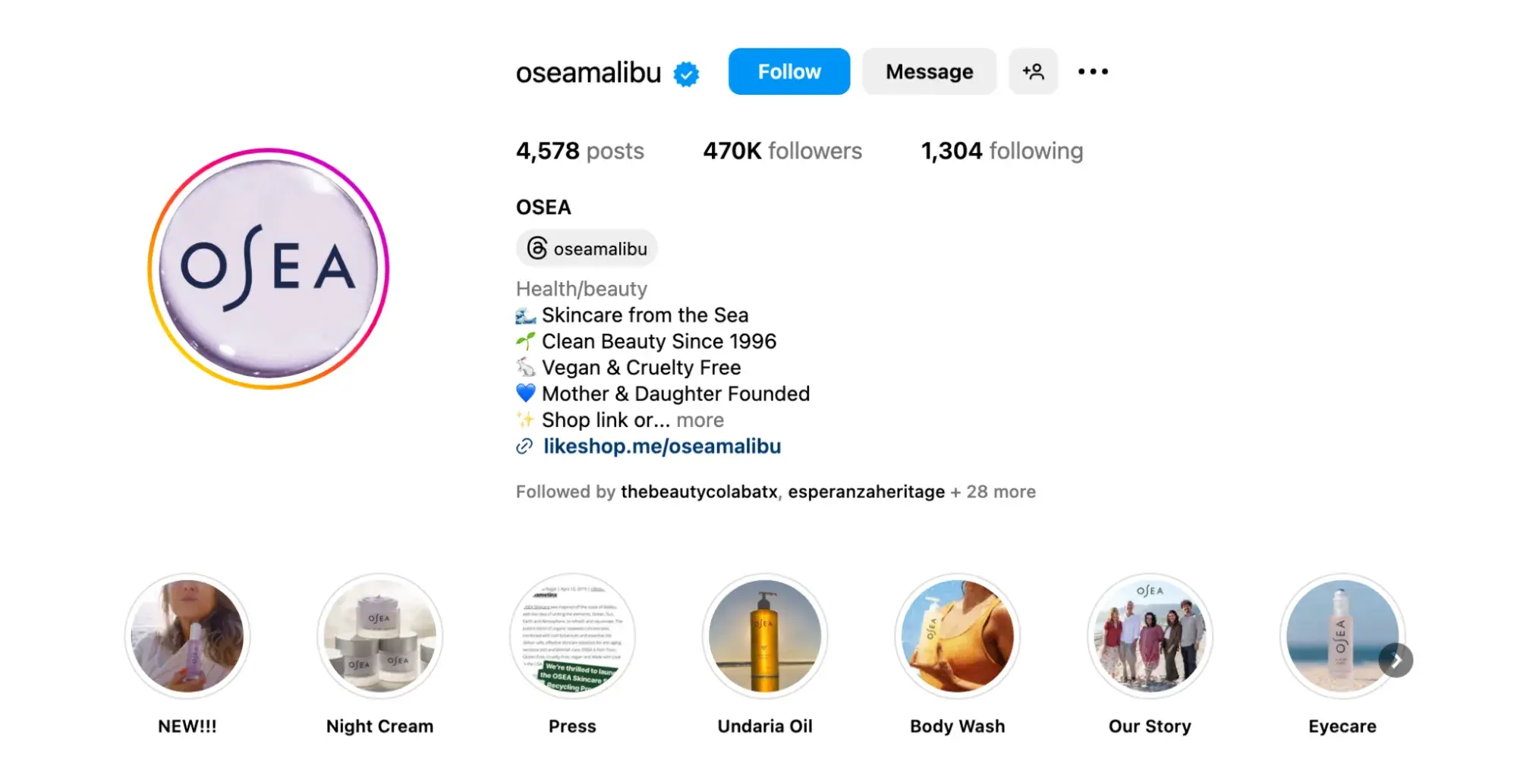 osea’s instagram bio with stories. https://www.instagram.com/oseamalibu/
