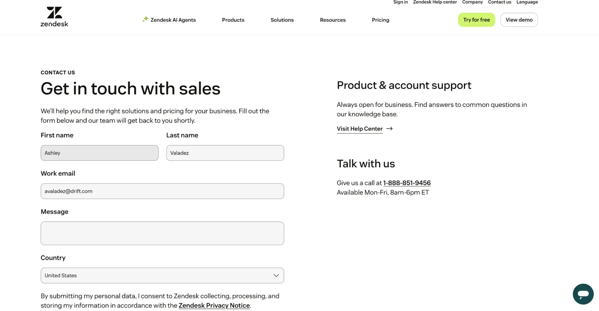 contact us page examples, zendesk contact us page