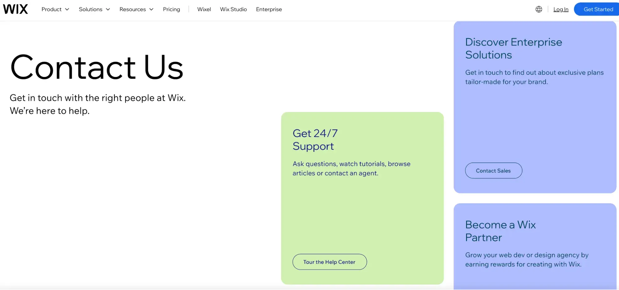 contact us page examples, wix contact us page