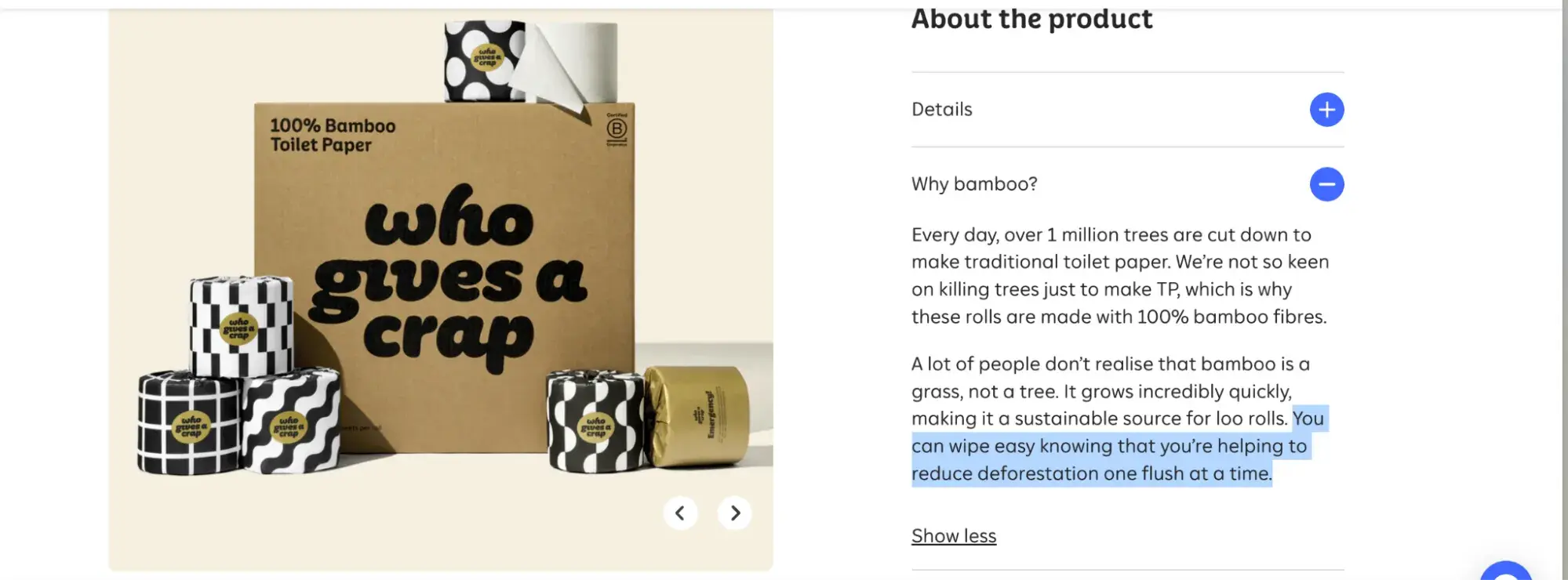 who gives a crap product copywriting examples