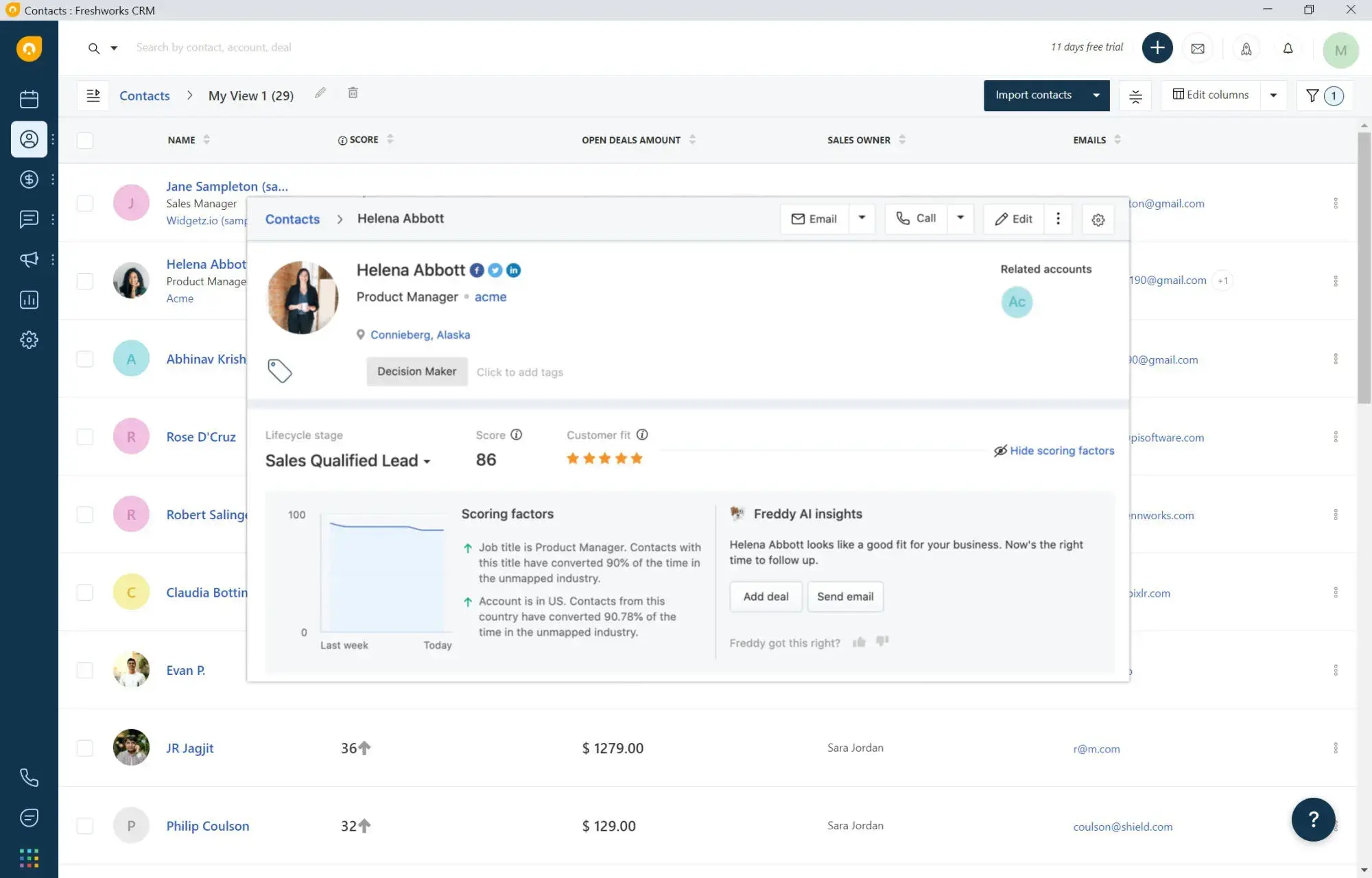 screenshot of possible crm for pest control, freshworks crm