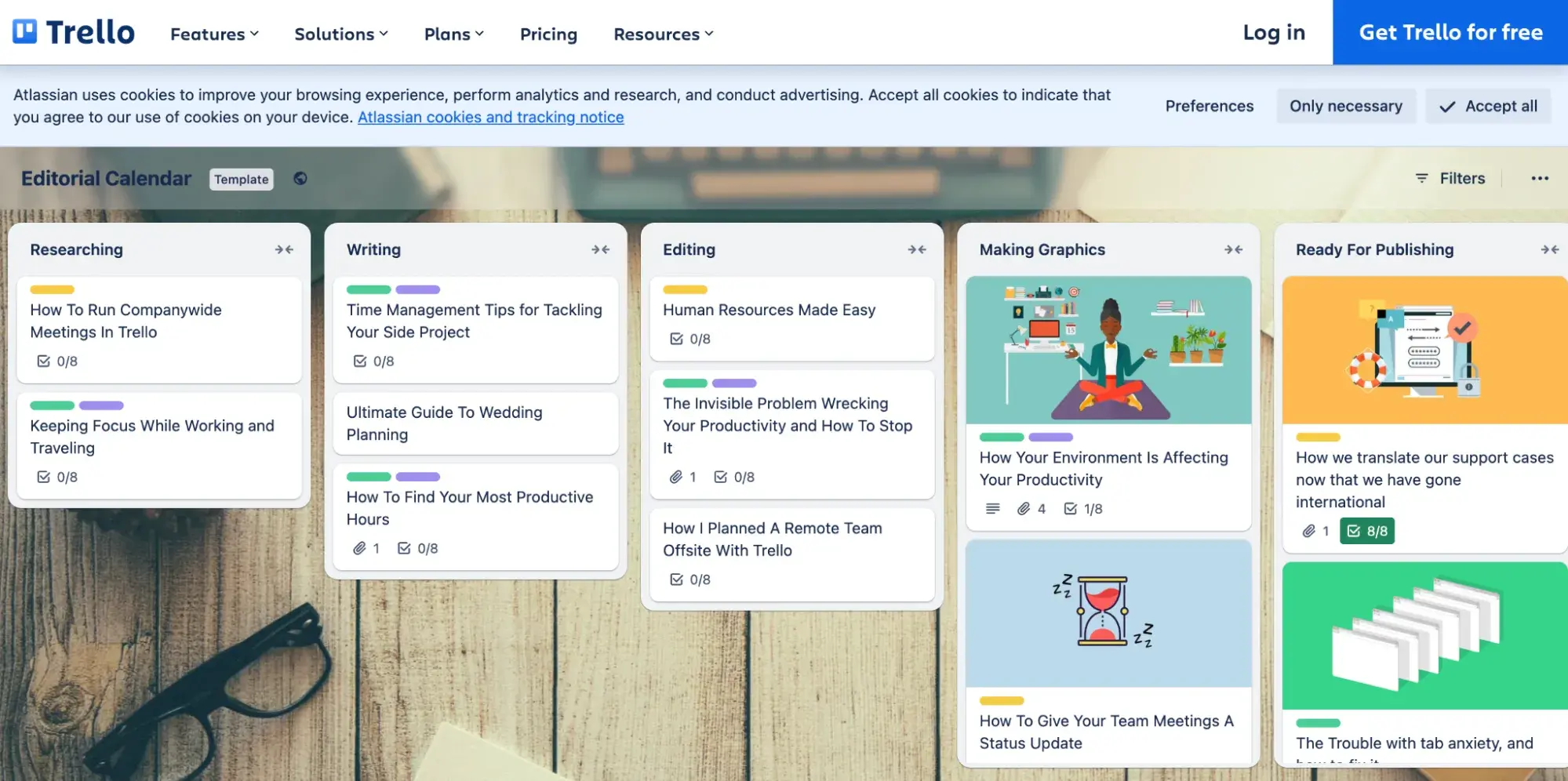 editorial calendar template, trello