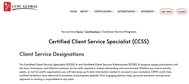 customer service programs, ccpc global ccss certification, client services certification