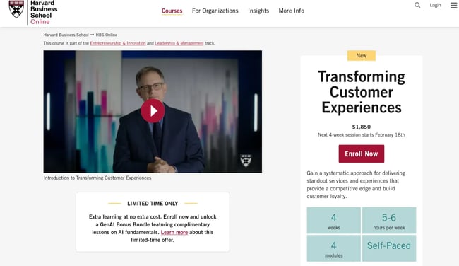 hbs online transforming customer experiences course, customer service programs
