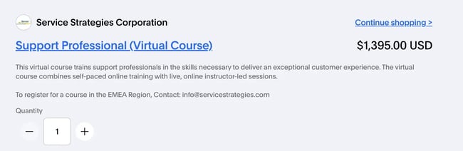 service strategies support professional virtual course pricing, customer service programs