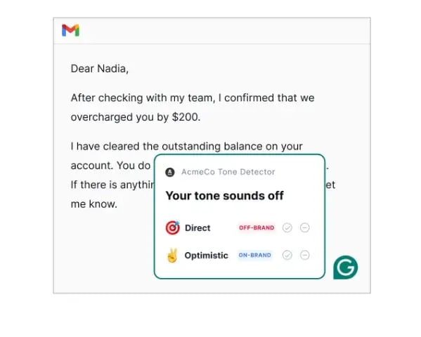 grammarly business ai email writing tool for customer care