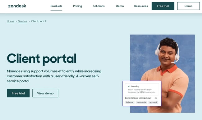 zendesk offers a customer portal