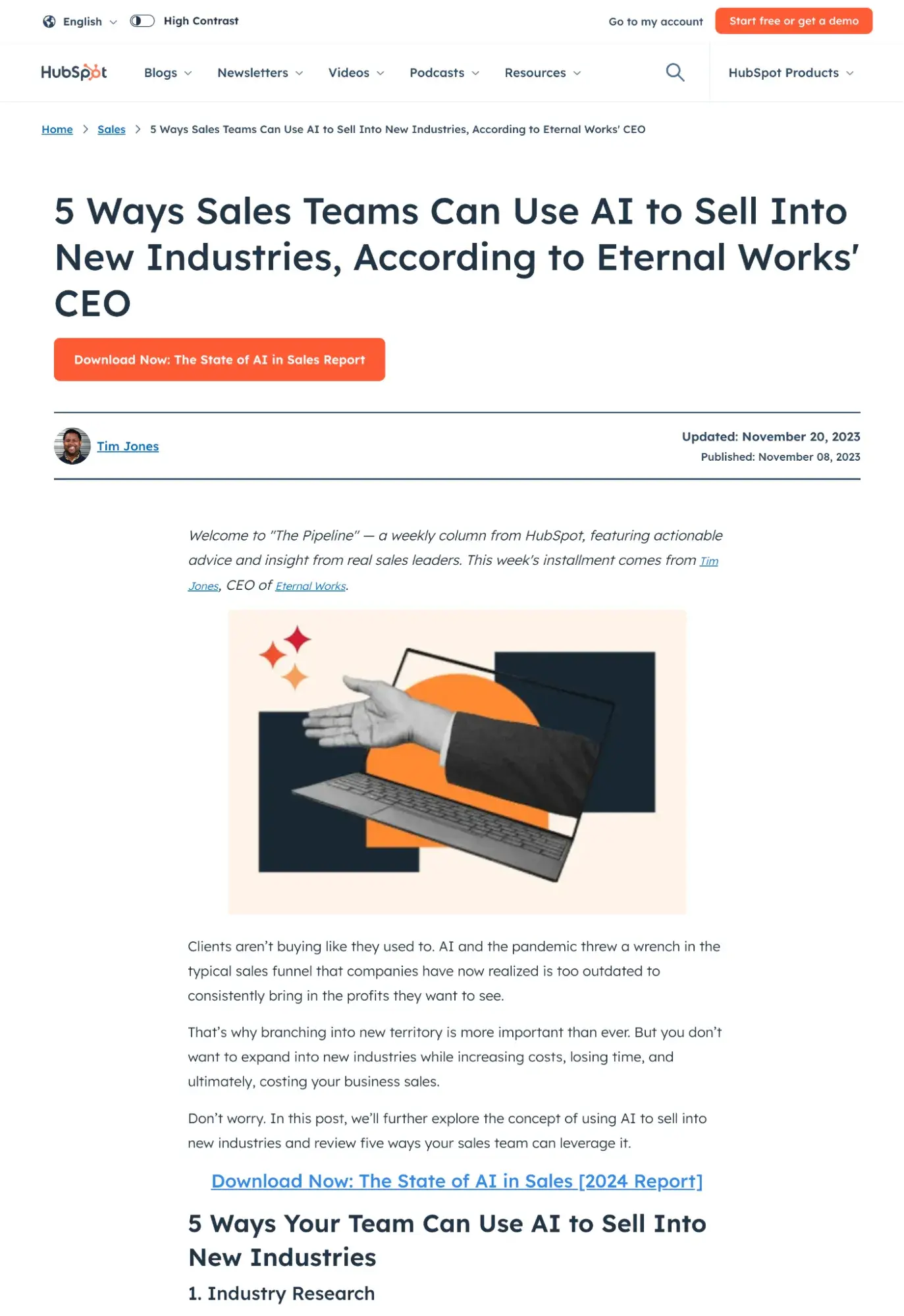 organic marketing, eternal works guest blogging on hubspot