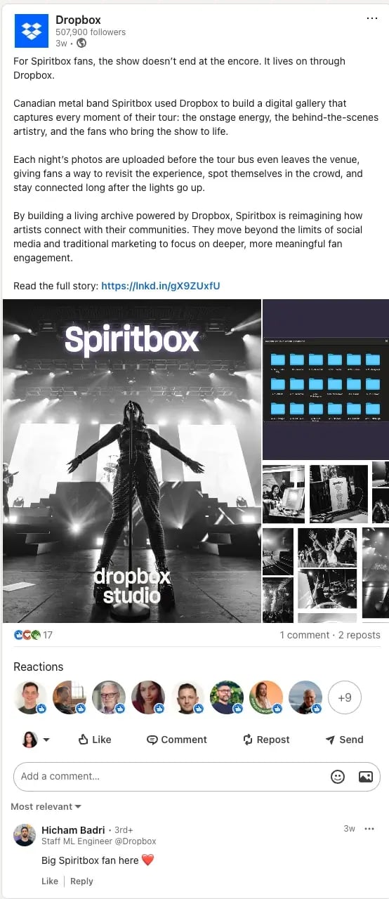 organic marketing example, LinkedIn