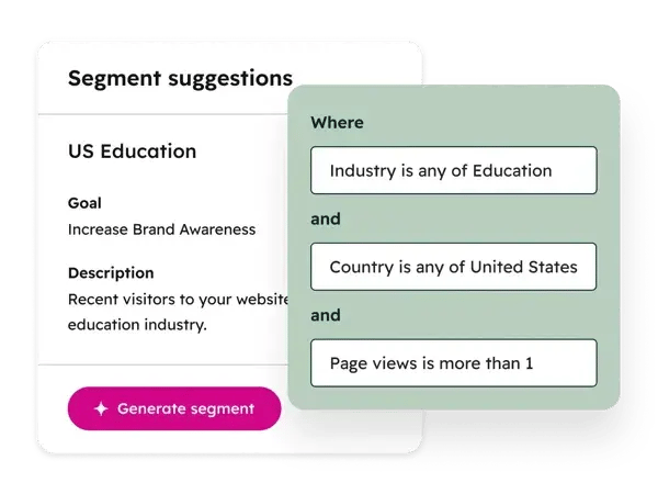 segment suggestions - web visitors