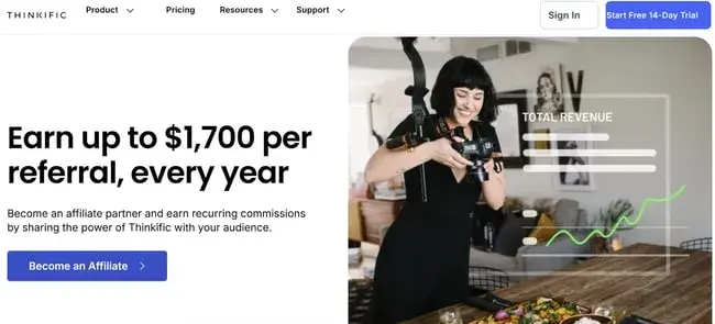 best affiliate programs — thinkific affiliate program details