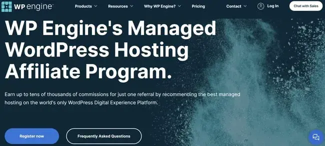 best affiliate programs for web hosting — wp engine affiliate program page with commission structure for managed wordpress hosting referrals