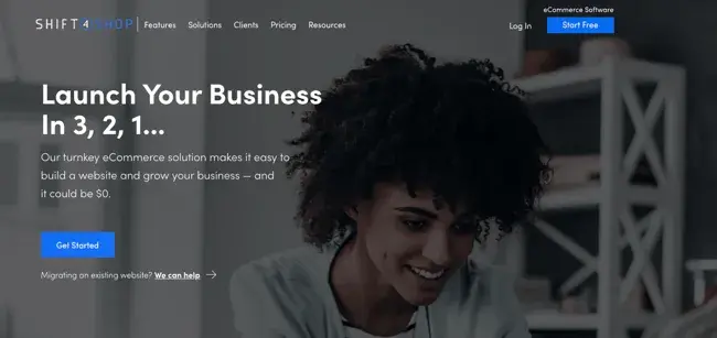 best affiliate programs for e-commerce — shift4shop affiliate program page with commission details for referring online store builders