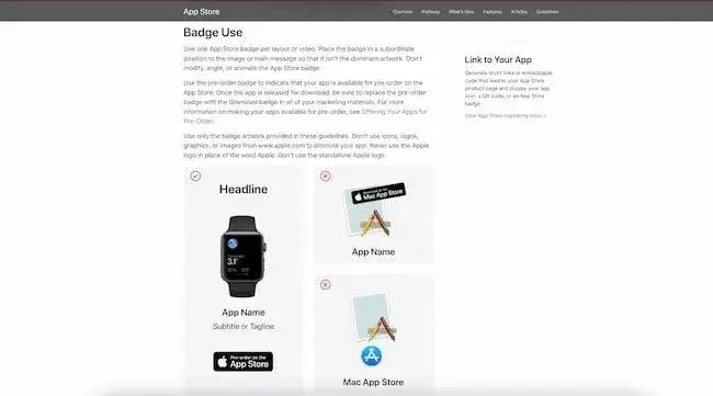 apple app store media kit showing brand optimization badge usage guidelines for app developers