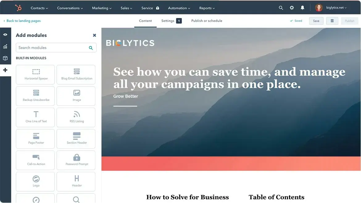 content marketing tools, hubspot content hub